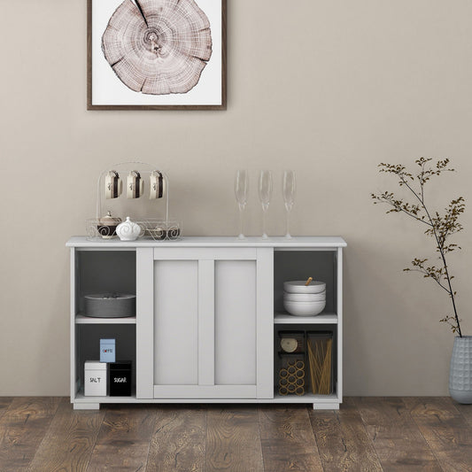 Kitchen Storage Cupboard Cabinet with Sliding Door-Antique White, White Sideboards Cabinets & Buffets White at Gallery Canada