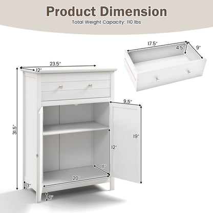 Free Standing Bathroom Storage Cabinet With Large Drawer, White Floor Cabinets at Gallery Canada