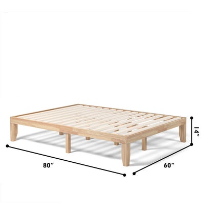 Queen Size 14 Inch Wooden Bed Frame, Natural Simple Bed Frame at Gallery Canada