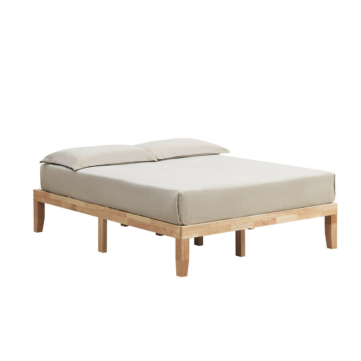 Queen Size 14 Inch Wooden Bed Frame, Natural Simple Bed Frame at Gallery Canada