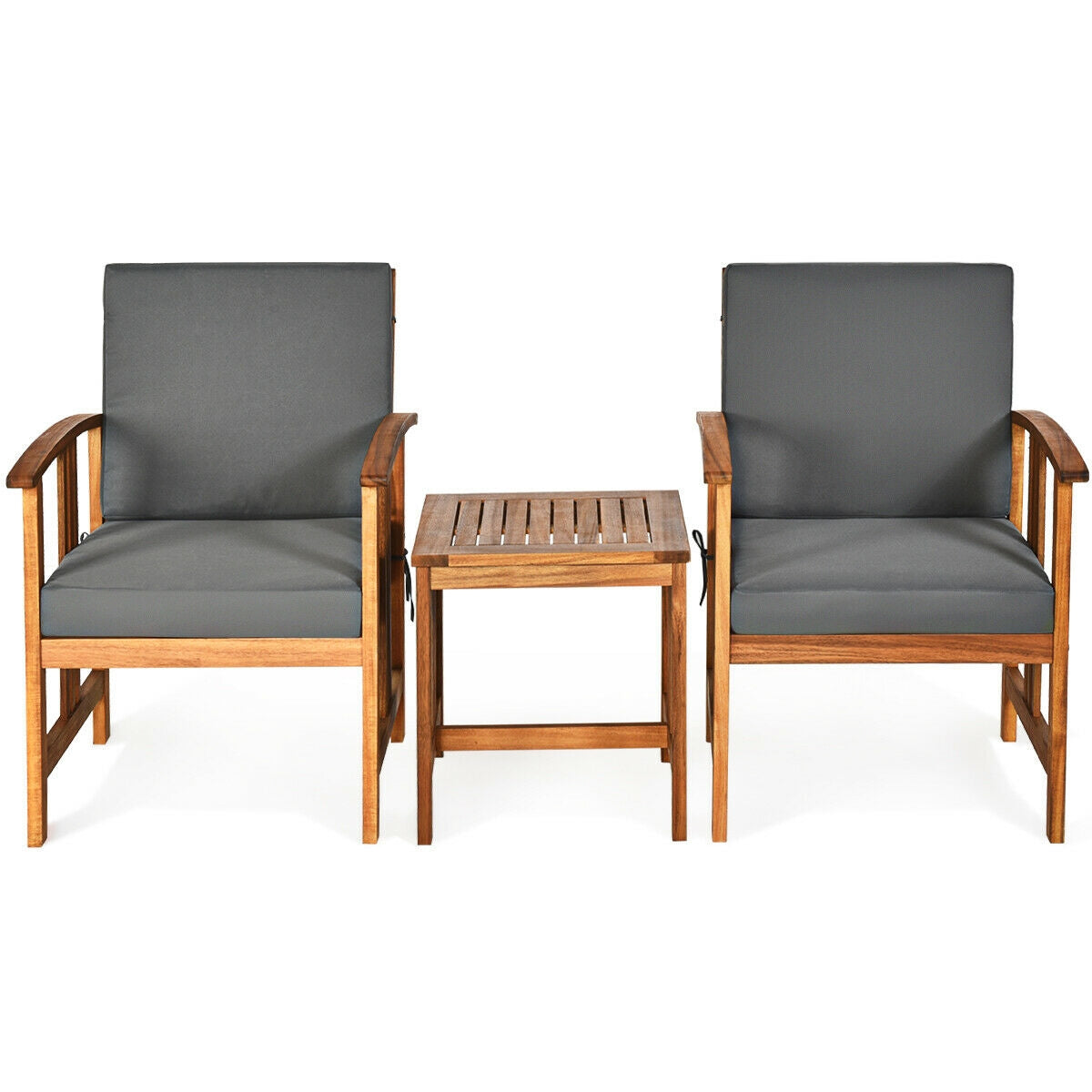 3 Pcs Solid Wood Patio Sofa Set, Gray Patio Conversation Sets at Gallery Canada
