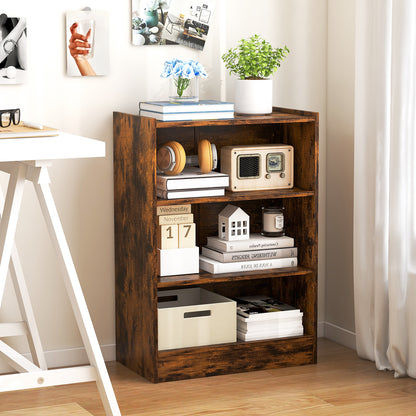 3-Tier Bookcase, Adjustable Shelves, Rustic Brown Bookcases at Gallery Canada