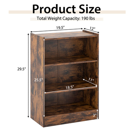 3-Tier Bookcase, Adjustable Shelves, Rustic Brown Bookcases at Gallery Canada