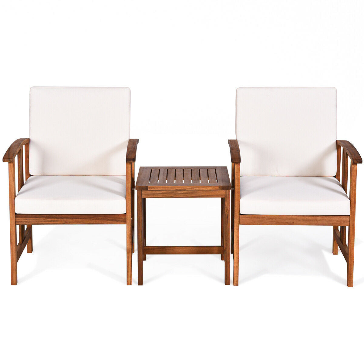3 Pcs Solid Wood Outdoor Patio Sofa Set, White Patio Conversation Sets at Gallery Canada