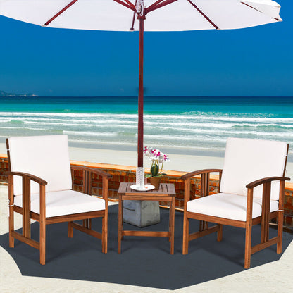 3 Pcs Solid Wood Outdoor Patio Sofa Set, White Patio Conversation Sets at Gallery Canada