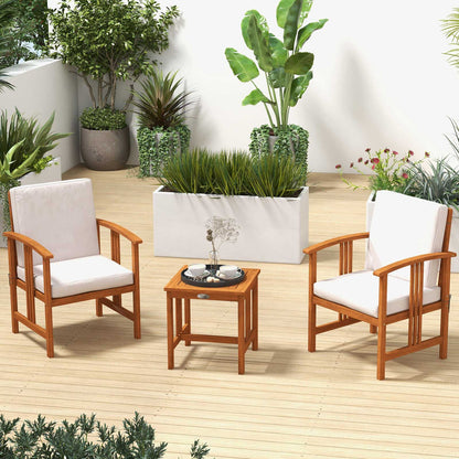 3 Pcs Solid Wood Outdoor Patio Sofa Set, White Patio Conversation Sets at Gallery Canada