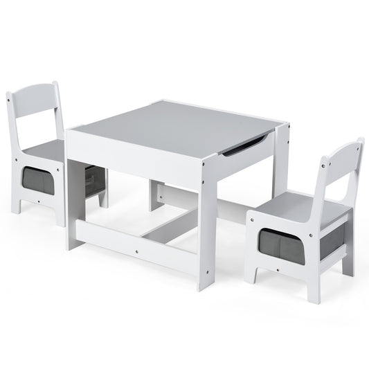 Kids Table Chairs Set With Storage, Blackboard Whiteboard, White Kids Table & Chair Sets White at Gallery Canada