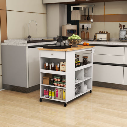 Kitchen Island Cart With Storage Shelves, Drawer, White Kitchen Islands & Carts at Gallery Canada