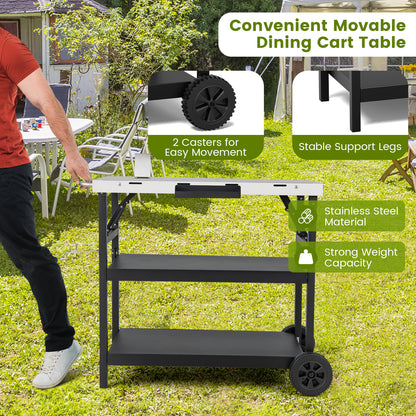 3-Tier Foldable Outdoor Cart, 2 Wheels, Phone Holder, Black Outdoor Grills at Gallery Canada