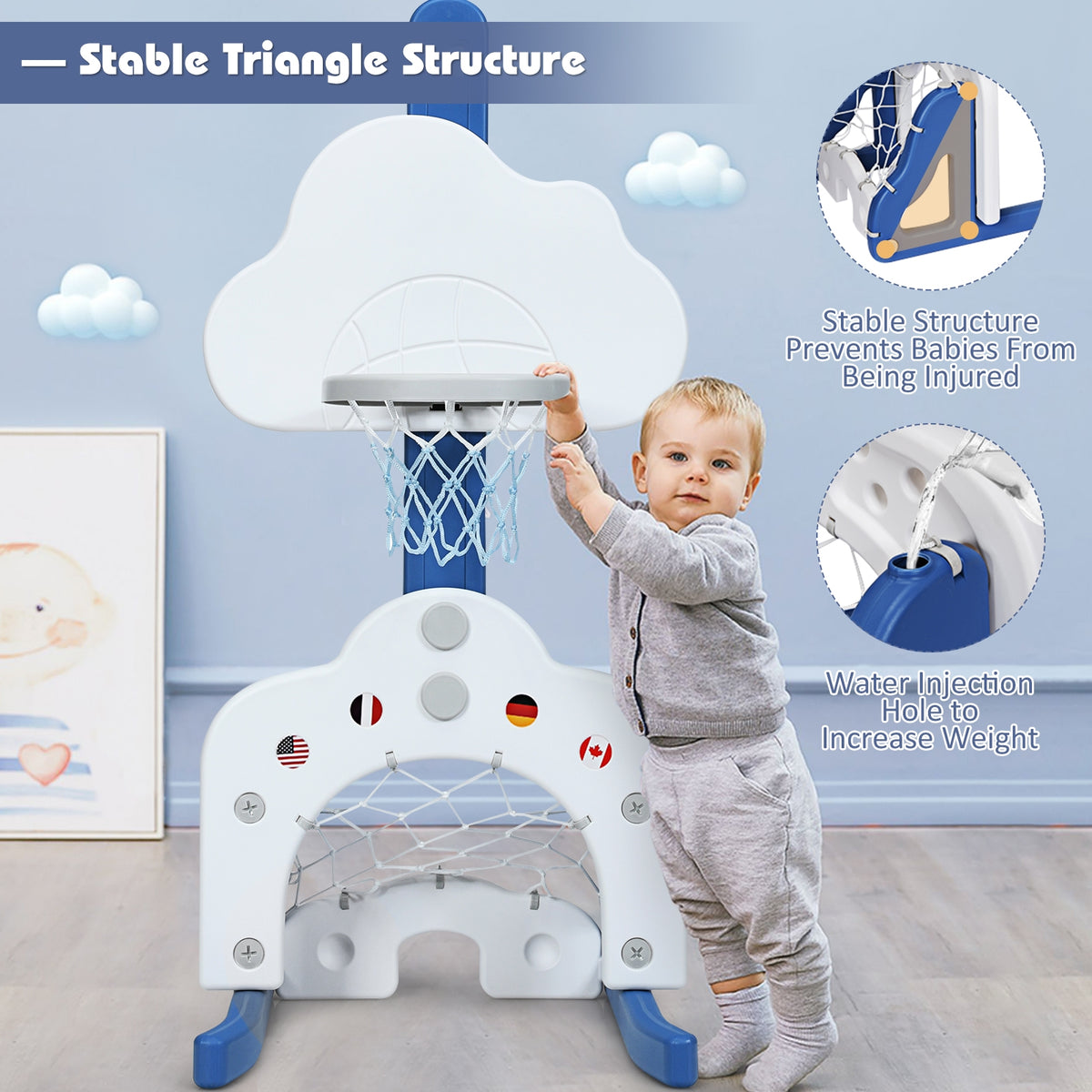 3-In-1 Kids Basketball Hoop Set, White Toy Sports at Gallery Canada