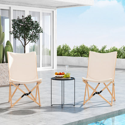 Set Of 2 Bamboo Dorm Chair With Storage Pocket, Beige Camping Furniture at Gallery Canada