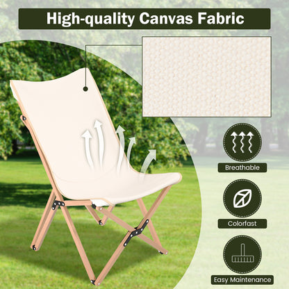 Set Of 2 Bamboo Dorm Chair With Storage Pocket, Beige Camping Furniture at Gallery Canada