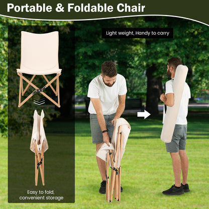 Set Of 2 Bamboo Dorm Chair With Storage Pocket, Beige Camping Furniture at Gallery Canada