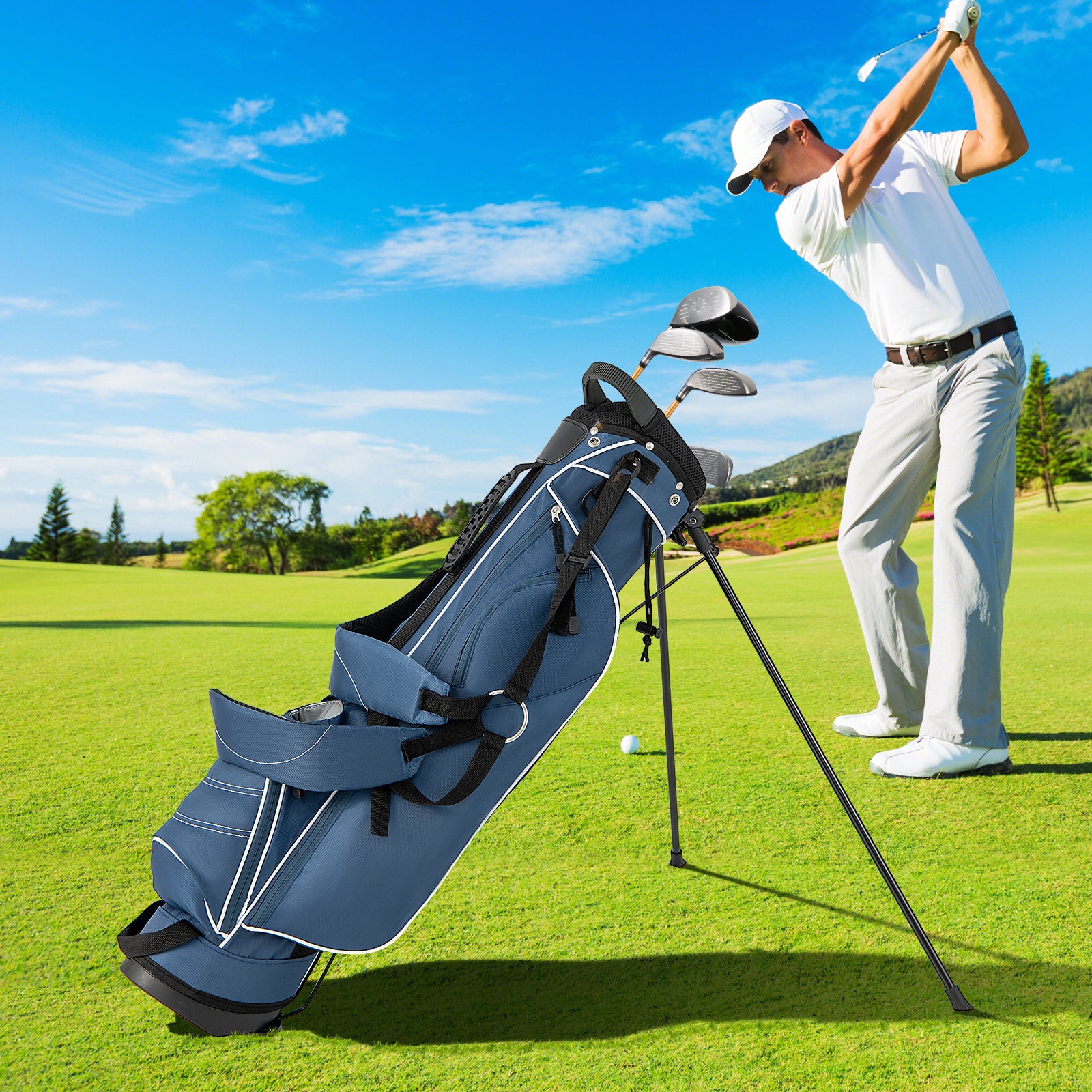 Golf Stand Cart Bag, 4 Way Divider, Blue Golf at Gallery Canada