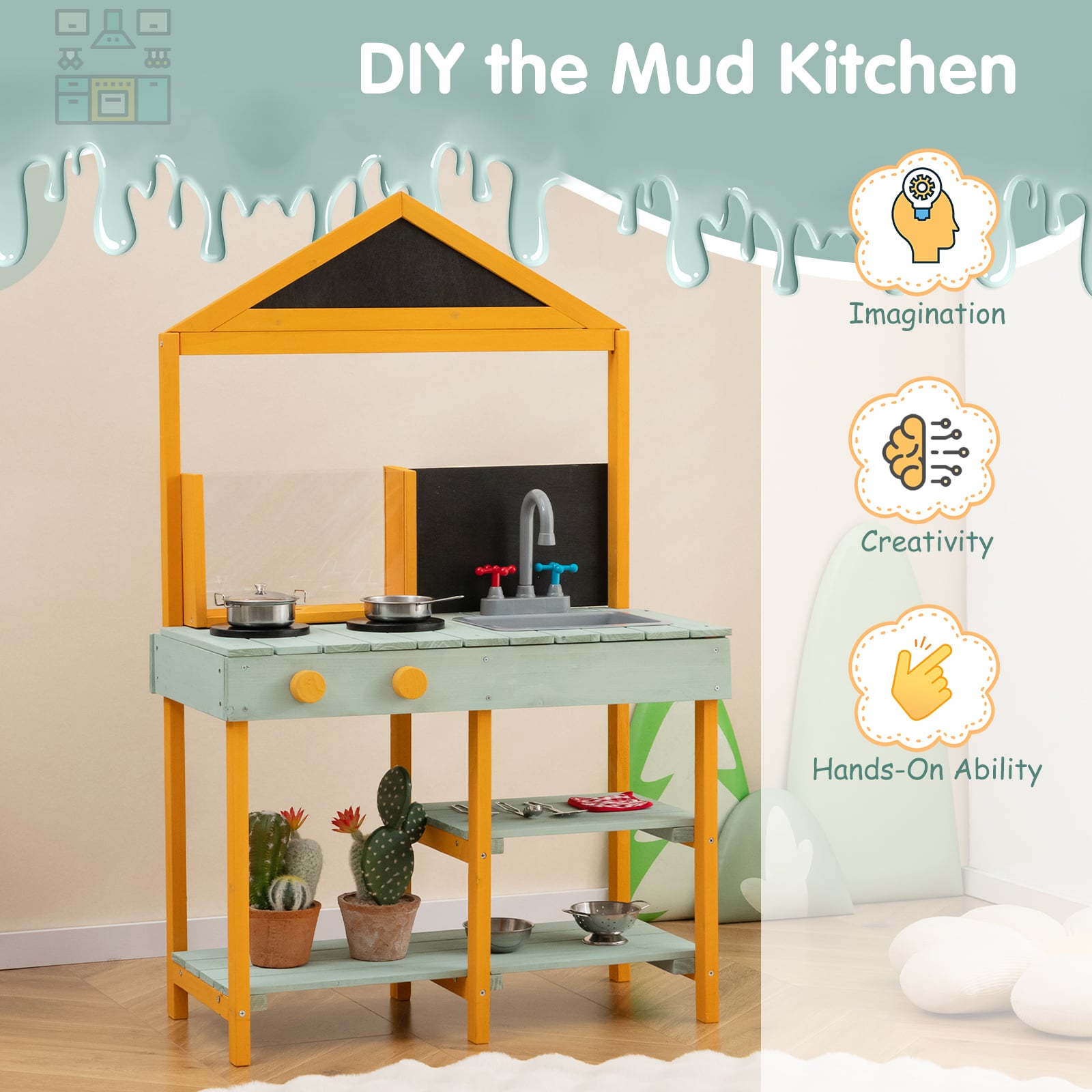 Kids Kitchen Playset With Root Viewer Planter, Rotatable Faucet Play Kitchen Sets at Gallery Canada