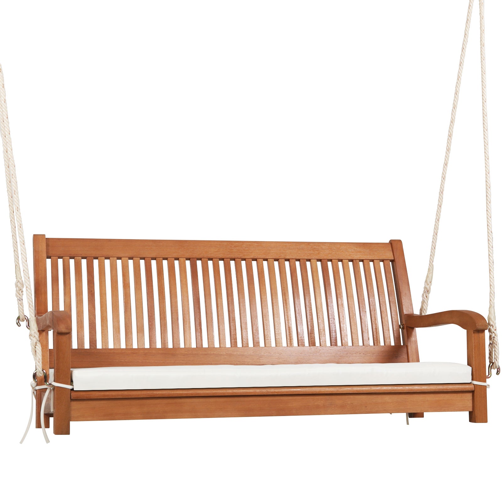 2-Person Hanging Porch Swing, Wood Bench With Cushion, Natural Porch Swings Natural at Gallery Canada