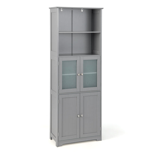 6-Tier Freestanding Bathroom Cabinet, Adjustable Shelves, Gray Floor Cabinets Gray at Gallery Canada