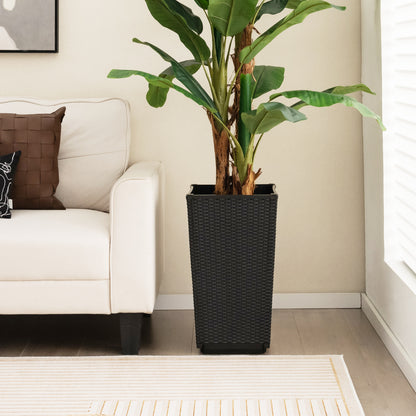Outdoor Wicker Flower Pot Set, 2-Piece, Black Raised Garden Beds at Gallery Canada