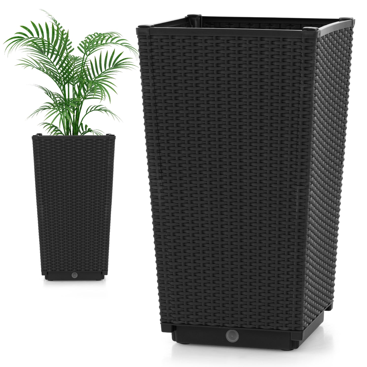 Outdoor Wicker Flower Pot Set, 2-Piece, Black Raised Garden Beds at Gallery Canada
