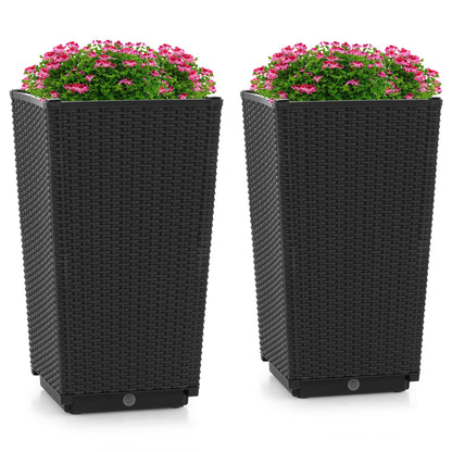 Outdoor Wicker Flower Pot Set, 2-Piece, Black Raised Garden Beds at Gallery Canada