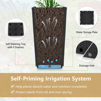 Outdoor Wicker Flower Pot Set, 2-Piece, Black Raised Garden Beds at Gallery Canada