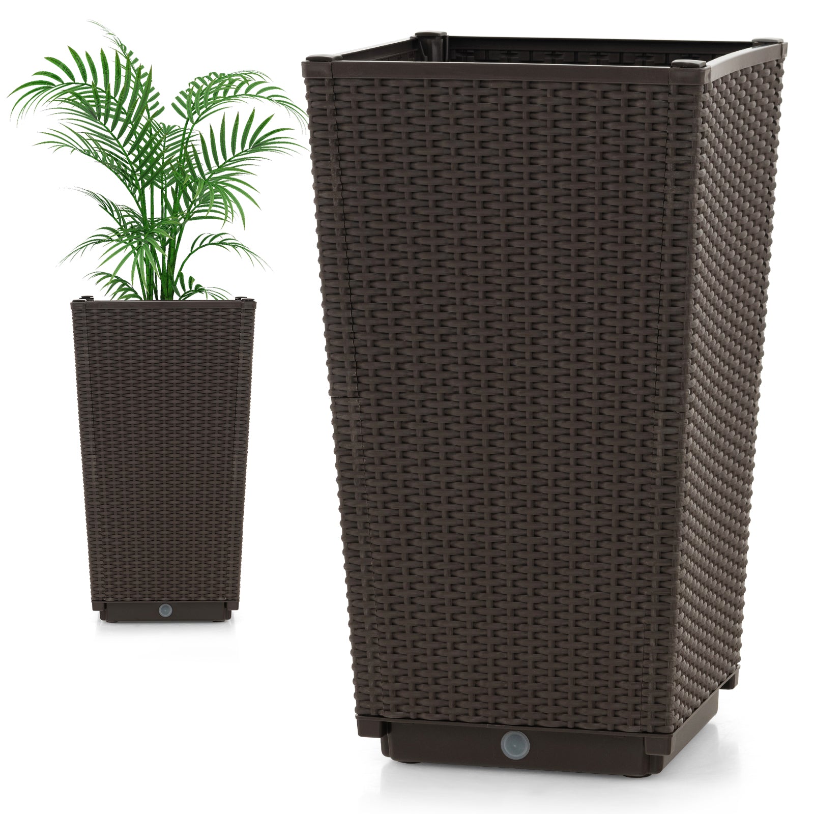 Outdoor Wicker Flower Pot Set, 2 Pieces, With Drainage Hole, Brown Raised Garden Beds at Gallery Canada