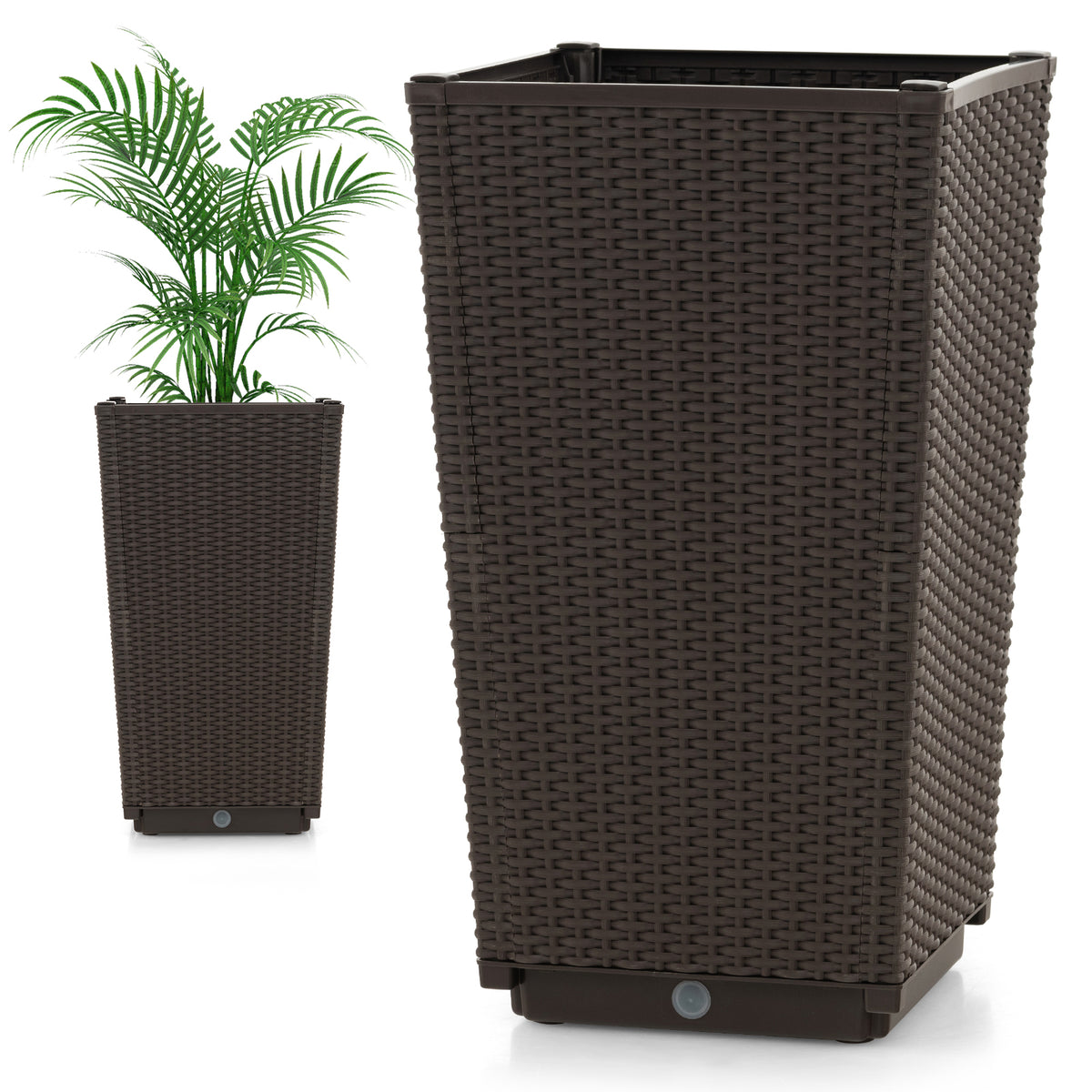 Outdoor Wicker Flower Pot Set, 2 Pieces, With Drainage Hole, Brown Raised Garden Beds at Gallery Canada