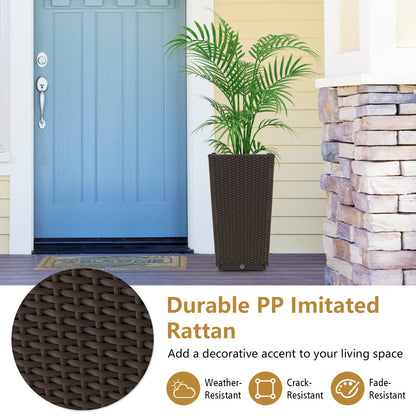 Outdoor Wicker Flower Pot Set, 2 Pieces, With Drainage Hole, Brown Raised Garden Beds at Gallery Canada