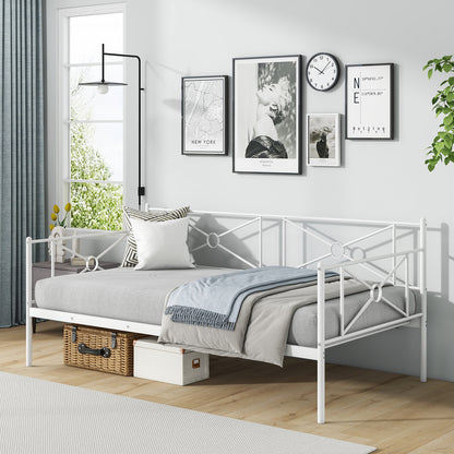Metal Daybed Twin Bed Frame, Stable Steel Slats, White Trundle Bed Frame at Gallery Canada