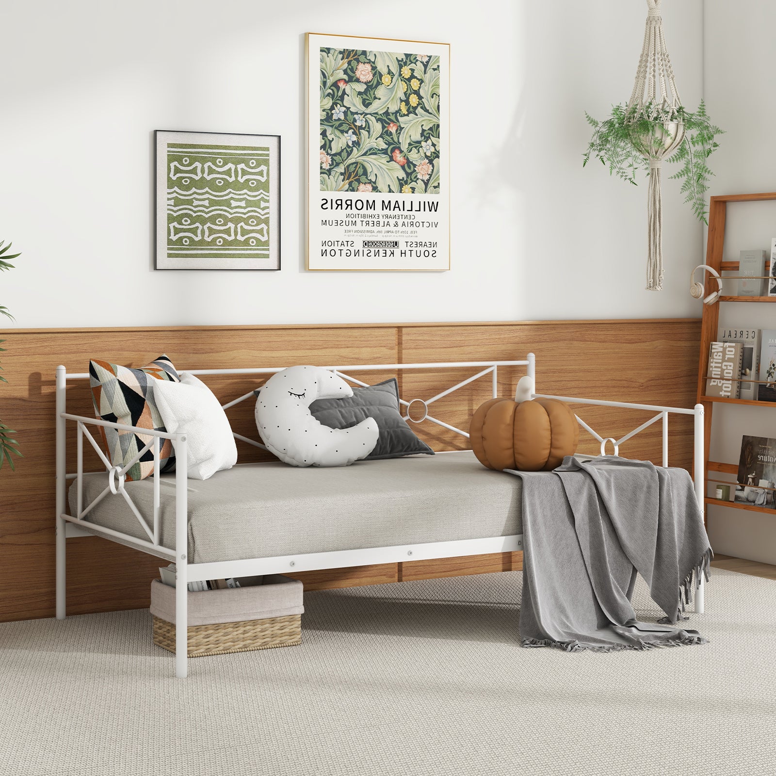 Metal Daybed Twin Bed Frame, Stable Steel Slats, White Trundle Bed Frame at Gallery Canada
