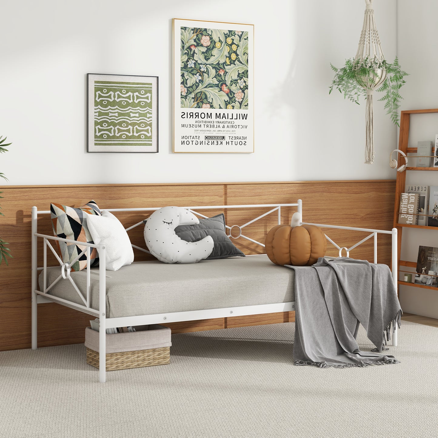 Metal Daybed Twin Bed Frame, Stable Steel Slats, White Trundle Bed Frame at Gallery Canada