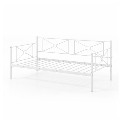 Metal Daybed Twin Bed Frame, Stable Steel Slats, White Trundle Bed Frame at Gallery Canada