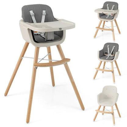 Convertible Wooden High Chair With Cushion, Light Gray High Chairs at Gallery Canada