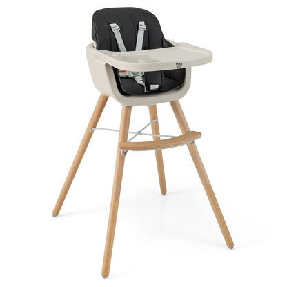 3-In-1 Convertible Wooden High Chair With Cushion, Black High Chairs Black at Gallery Canada
