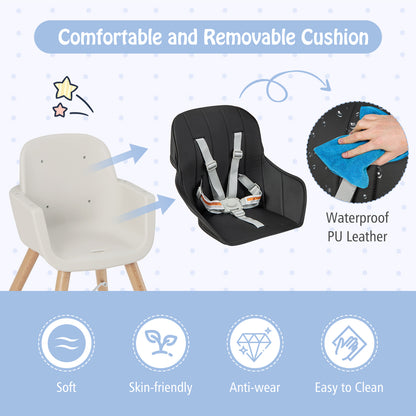 3-In-1 Convertible Wooden High Chair With Cushion, Black High Chairs at Gallery Canada