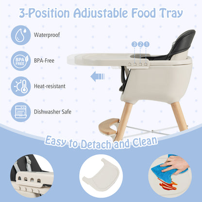 3-In-1 Convertible Wooden High Chair With Cushion, Black High Chairs at Gallery Canada