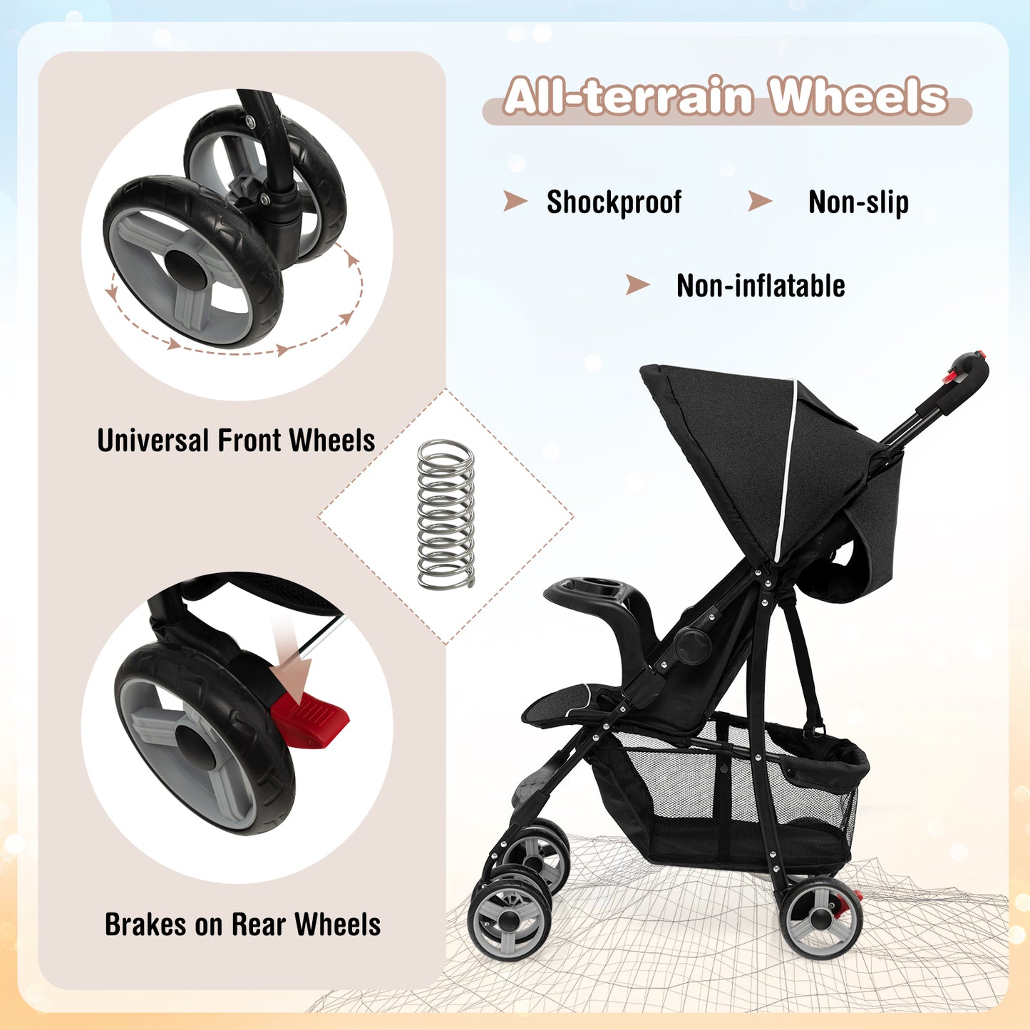 Toddler Travel Stroller, Airplane, Adjustable Backrest, Canopy, Black Baby Strollers at Gallery Canada