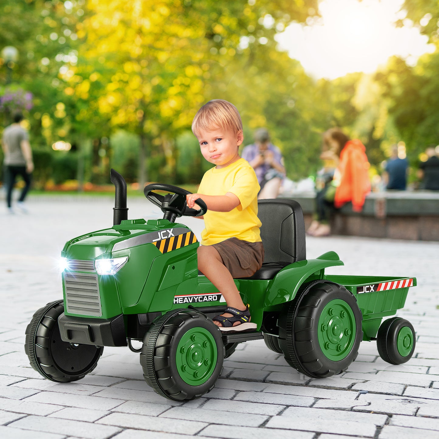 12V Kids Ride On Tractor With Trailer, Remote Control, Dark Green Powered Ride On Toys at Gallery Canada
