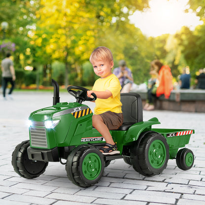 12V Kids Ride On Tractor With Trailer, Remote Control, Dark Green Powered Ride On Toys at Gallery Canada
