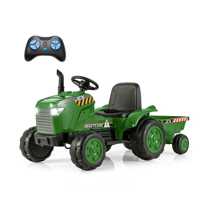 12V Kids Ride On Tractor With Trailer, Remote Control, Dark Green Powered Ride On Toys at Gallery Canada