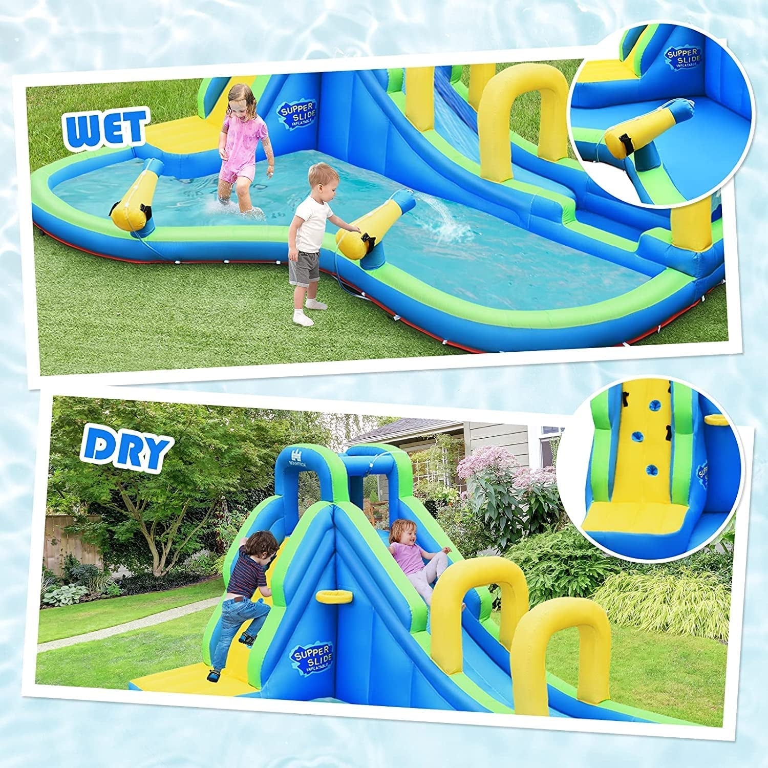 Inflatable Water Bounce, 735W Blower, Blue Bounce House at Gallery Canada