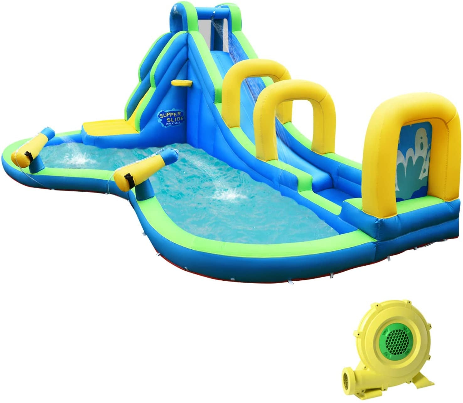 Inflatable Water Bounce, 735W Blower, Blue Bounce House at Gallery Canada