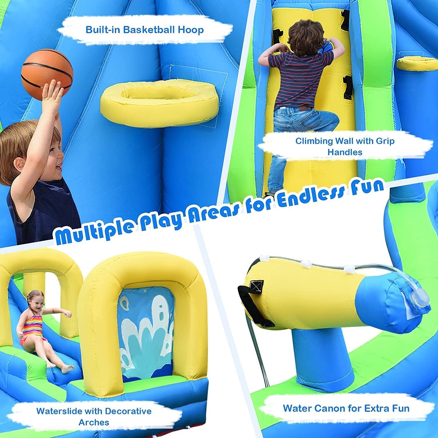 Inflatable Water Bounce, 735W Blower, Blue Bounce House at Gallery Canada