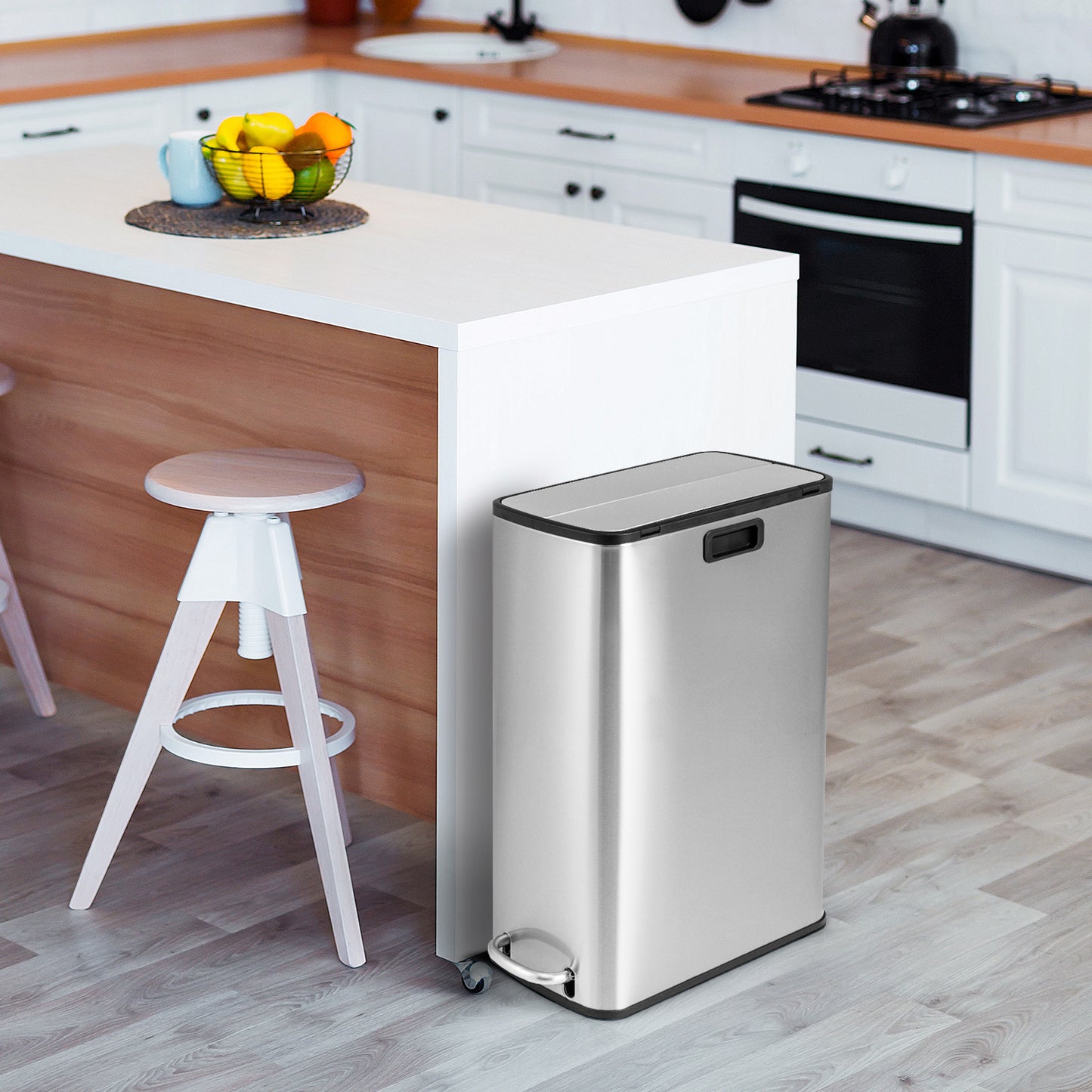 12 Gal Stainless Steel Trash Can, Soft-Closing Wing Lids, Silver Kitchen Utensils at Gallery Canada