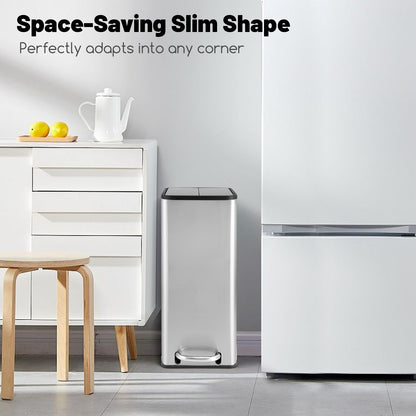 12 Gal Stainless Steel Trash Can, Soft-Closing Wing Lids, Silver Kitchen Utensils at Gallery Canada