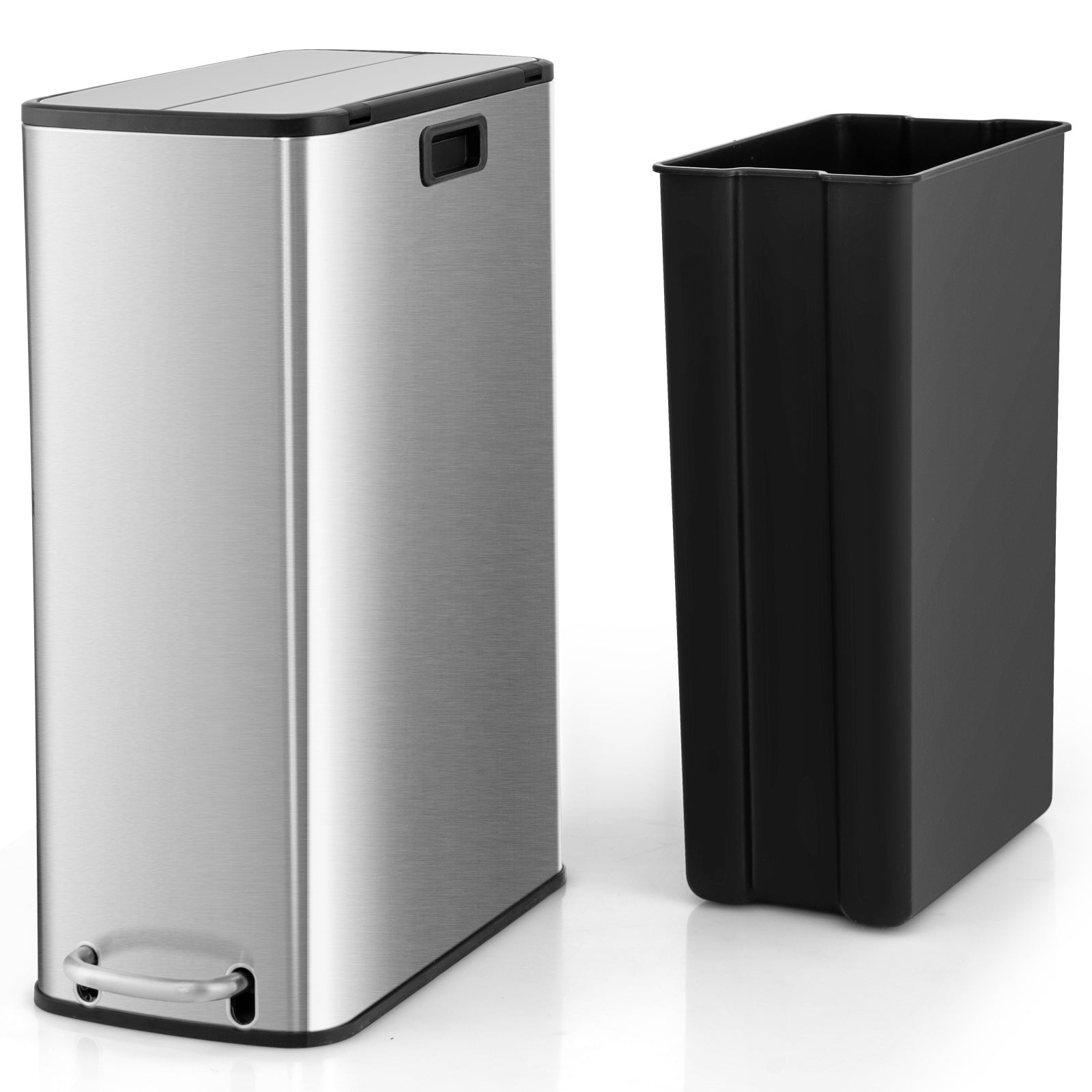 12 Gal Stainless Steel Trash Can, Soft-Closing Wing Lids, Silver Kitchen Utensils at Gallery Canada