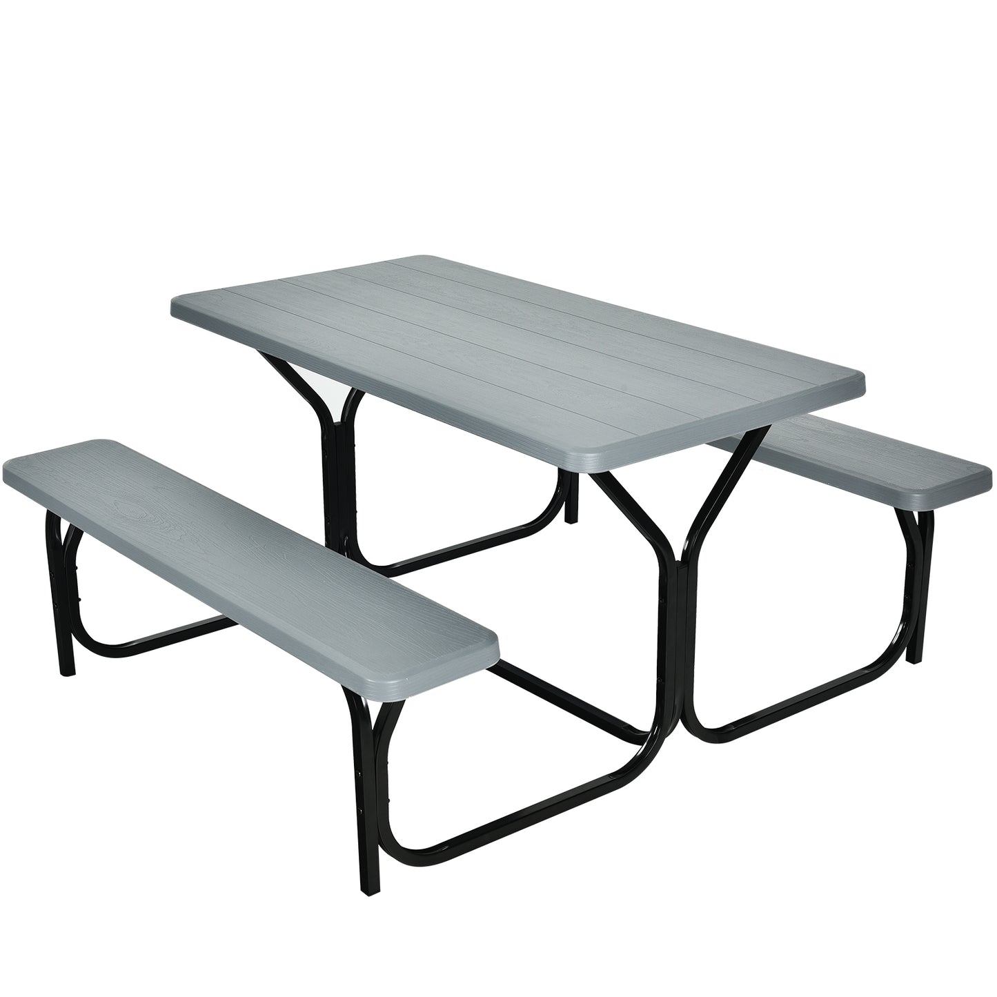 Outdoor Camping Picnic Table Bench Set, Gray Picnic Tables Gray at Gallery Canada