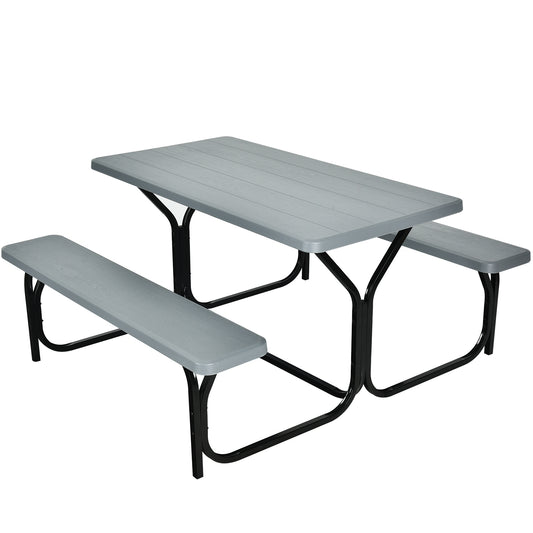 Outdoor Camping Picnic Table Bench Set, Gray Picnic Tables Gray at Gallery Canada