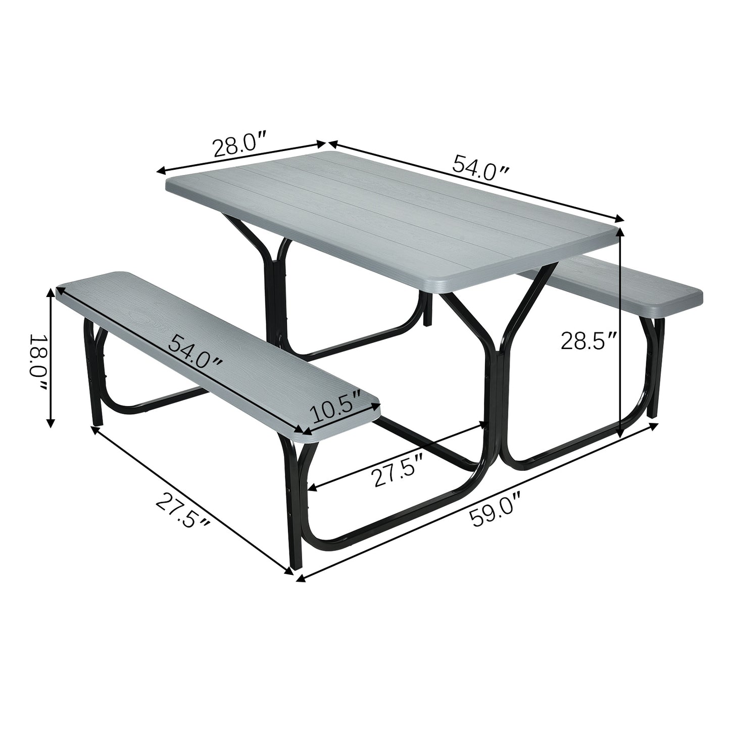 Outdoor Camping Picnic Table Bench Set, Gray Picnic Tables at Gallery Canada