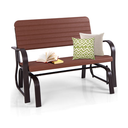 2-Seat Porch Glider, HDPE Back Seat, Steel Frame, Brown Patio Rocking Chairs & Gliders at Gallery Canada
